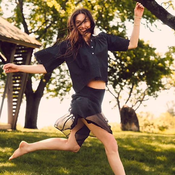 J.Crew Jolie top in eyelet cotton poplin Black XXS NWT - Picture 2 of 6